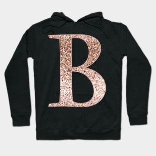 B rose gold glitter monogram letter Hoodie